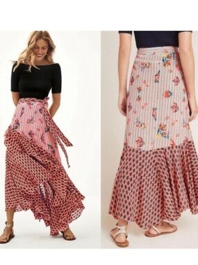 Anthropologie Bhanuni Casablanca Ruffle boho maxi Skirt Jyoti Sharma Size 8